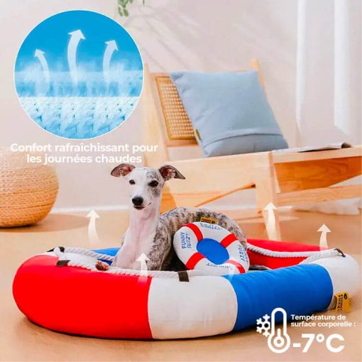 Lit pour animal en forme de bateau imperméable et rafraîchissant avec oreiller – Chill Raft – Image 2