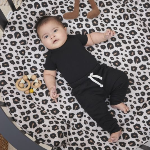 Tapis de parc Leopard sable - ⌀95cm