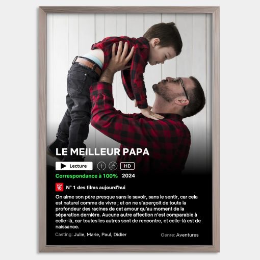 Affiche personnalisée film Netflix Papa - Cadre Netflix personnalisé Papa