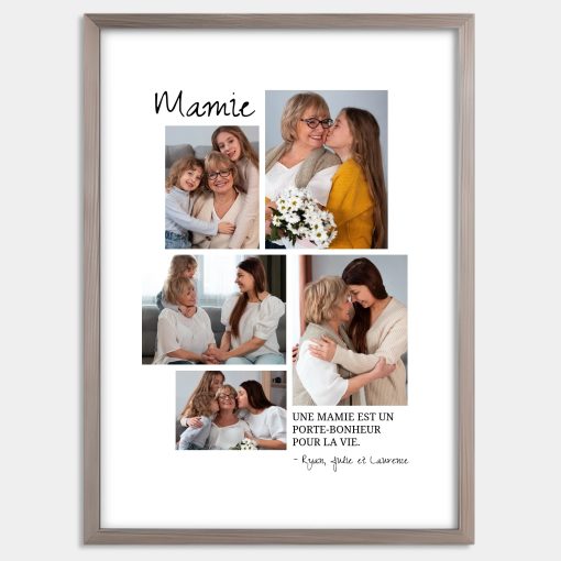 Affiche personnalisée Mamie mosaïque photos - Cadre personnalisé