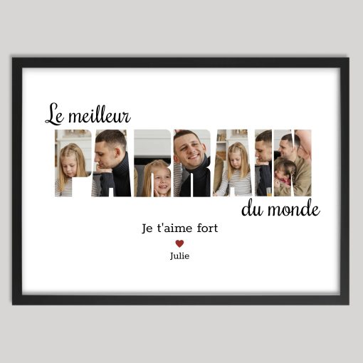 Affiche meilleure Parrain du monde - Cadre photos avec lettres personnalisé – Image 2