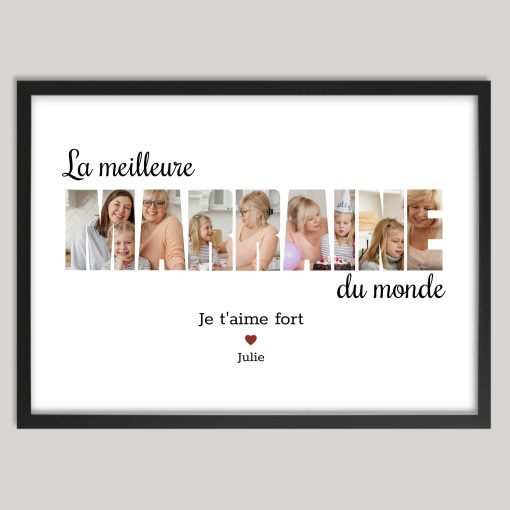 Affiche meilleure Marraine du monde - Cadre photos avec lettres personnalisé – Image 2