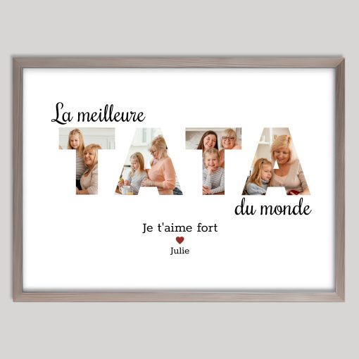 Affiche meilleure Tata du monde - Cadre photos avec lettres personnalisé