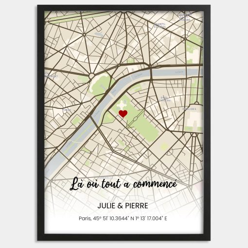 Affiche là où tout a commencé - Cadre personnalisé lieu de rencontre – Image 2