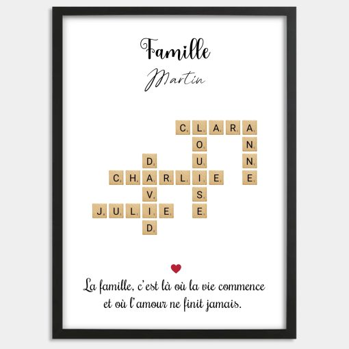 Affiche scrabble personnalisée famille - Cadre personnalisé scrabble – Image 2