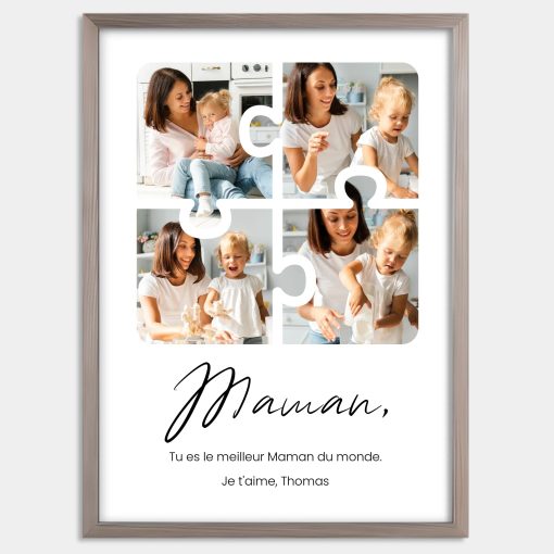 Affiche photos puzzle pour Maman - Cadre personnalisé maman