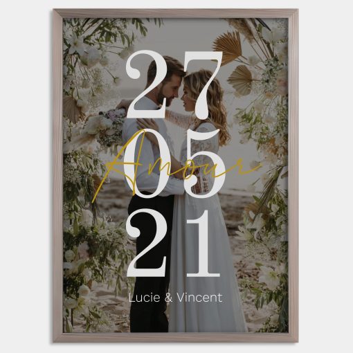 Affiche "Amour" date et photo - Cadre personnalisé