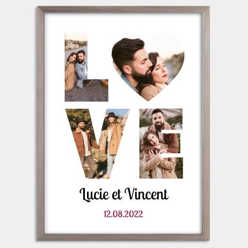 Affiche lettres Love verticale - Cadre personnalisé