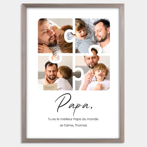 Affiche photos en forme de puzzle pour Papa - Cadre personnalisé papa