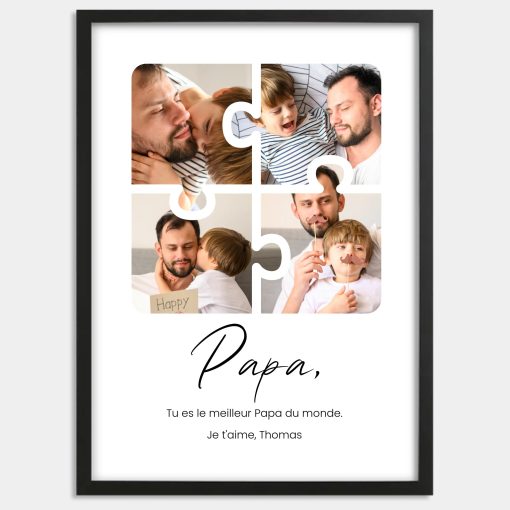Affiche photos en forme de puzzle pour Papa - Cadre personnalisé papa – Image 2