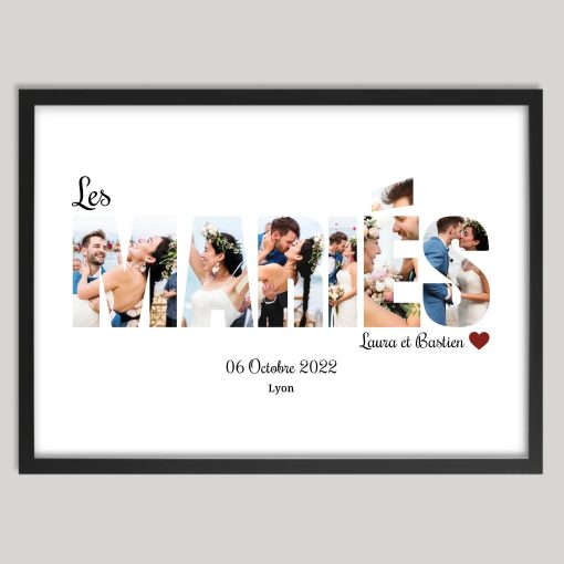 Affiche les mariés - Cadre photos avec lettres personnalisé – Image 2