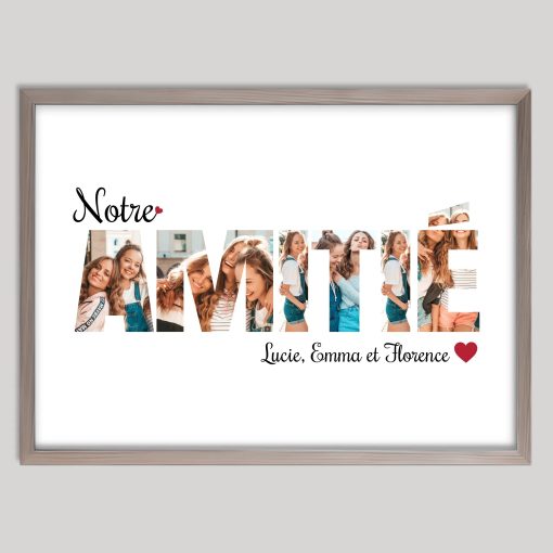Affiche notre amitié - Cadre photos avec lettres personnalisé