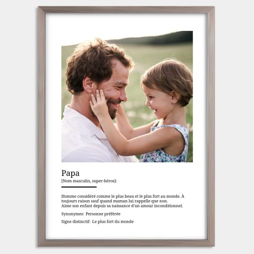 Affiche définition Papa - Cadre personnalisé