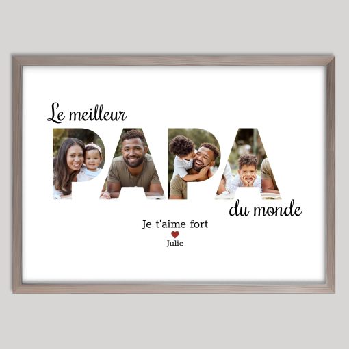 Affiche meilleur papa du monde - Cadre personnalisé