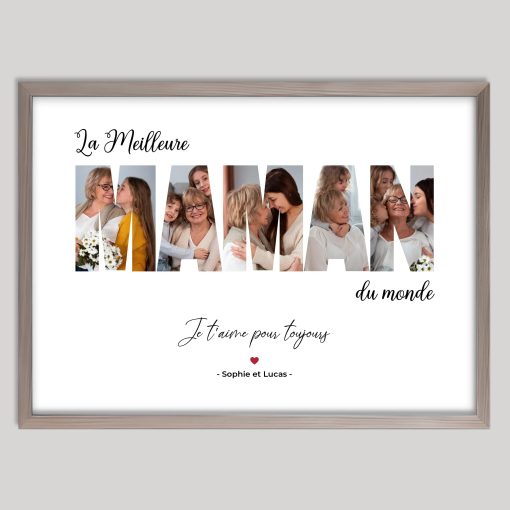 Affiche personnalisée meilleure maman du monde - Cadre personnalisé