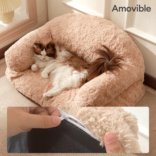 Canapé-lit doux et chaud pour chien et chat amovible et lavable avec support complet – Image 2