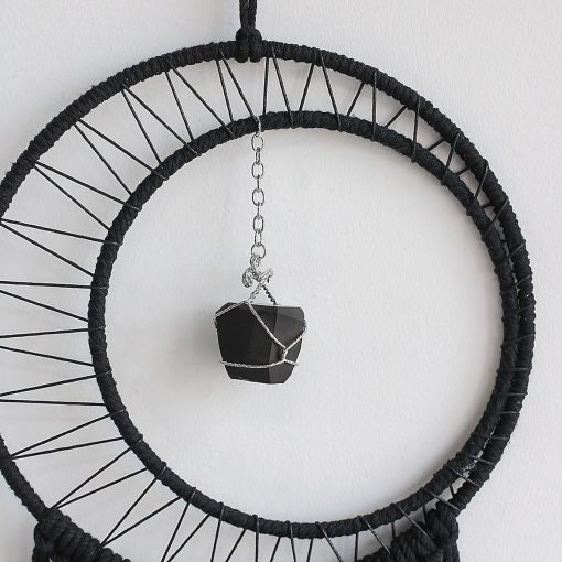Attrape rêve noir macramé – Image 2