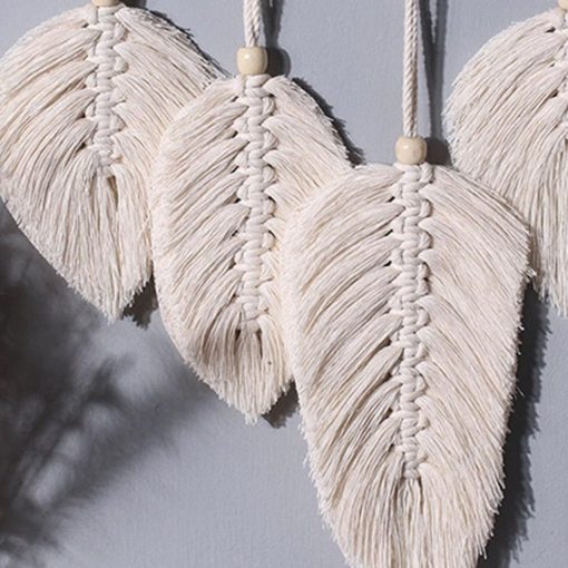 Décoration murale plume en macramé – Image 2