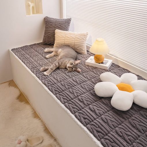Tapis de lit élégant pour animaux en velours de coton texturé