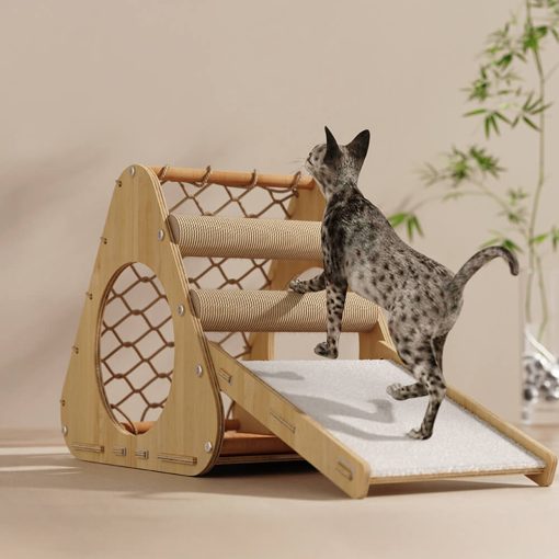 Planche à gratter en sisal durable avec rampe d'escalade inclinée pour chat