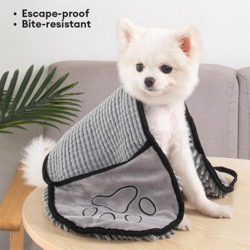 Serviette de bain en chenille douce séchage rapide pour chien et chat – Image 2