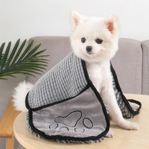 Serviette de bain en chenille douce séchage rapide pour chien et chat