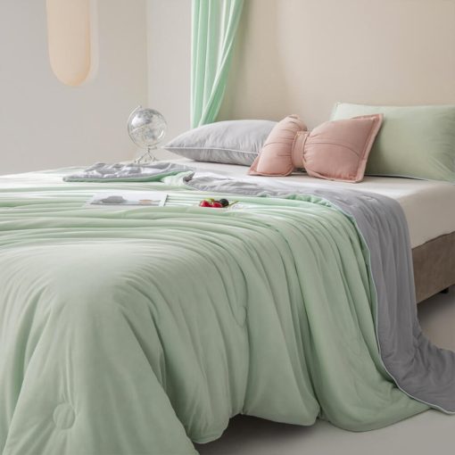Couverture bicolore en soie glacée Macaron