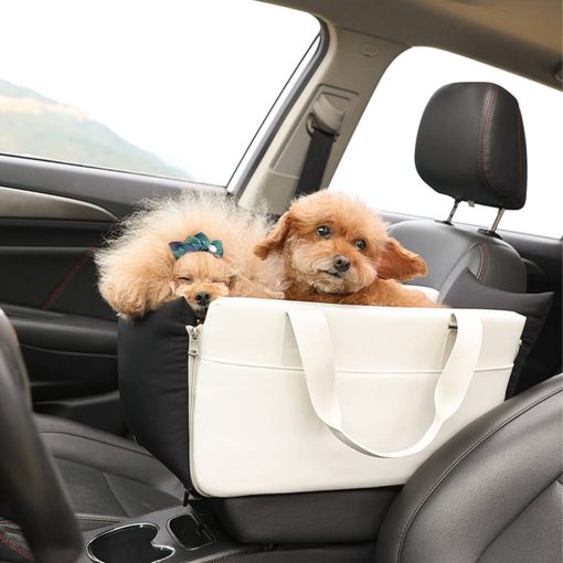 Transporteur de voyage pour animaux de compagnie portable et imperméable avec bloc de couleurs pour console de voiture – Image 2