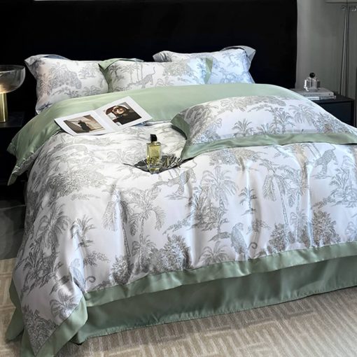Parure de couette en soie imprimé toile élégant
