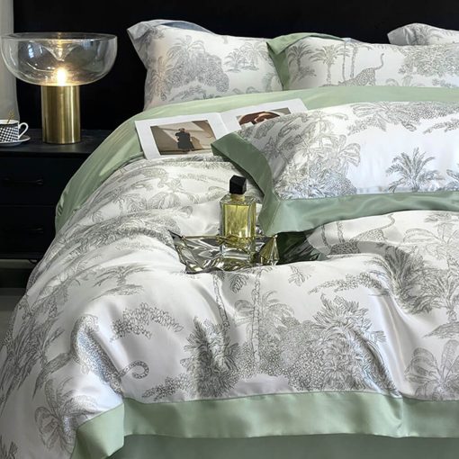Parure de couette en soie imprimé toile élégant – Image 2