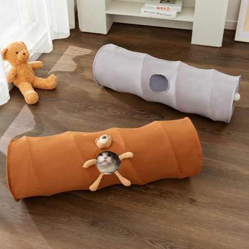 Tunnel pour chat pliable avec structure tubulaire droite facile à ranger et design ludique