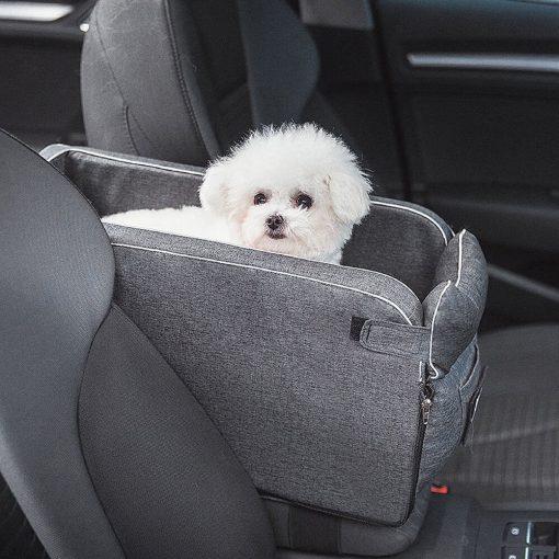 Siège de voiture portable pour animaux de compagnie en suède pour console centrale – Image 2