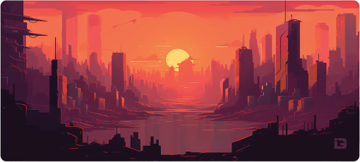 Aube dans la ville futuriste