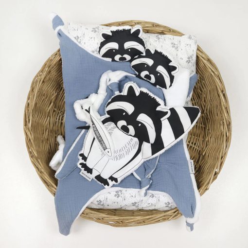 Doudou plat Raton Laveur Petit Bloom : Compagnon de bébé – Image 2
