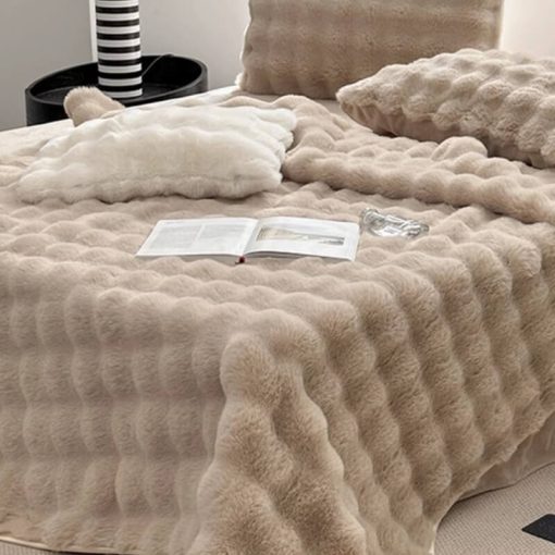 Housse de matelas antidérapant en fausse fourrure de lapin de luxe – Image 2