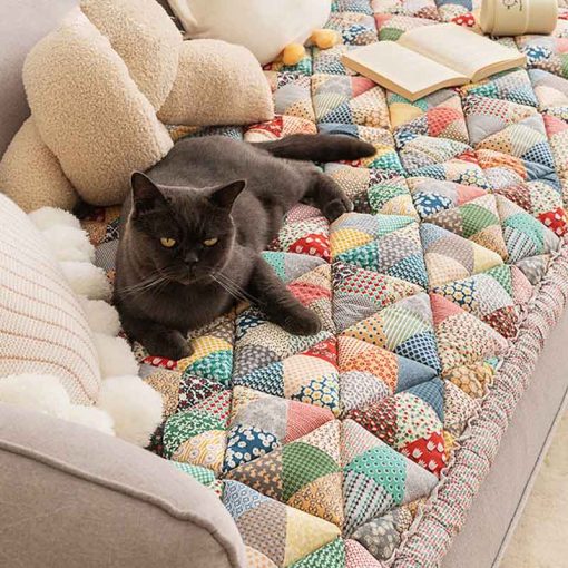 Housse de protection pour canapé en coton patchwork – Image 2