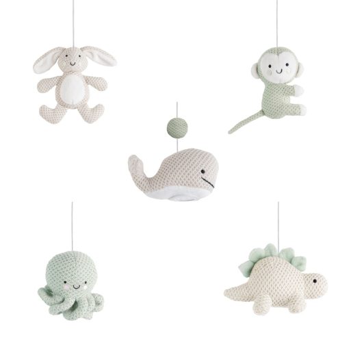 Mobiles bébé musical Animals vert d'eau lin chaud – Image 2