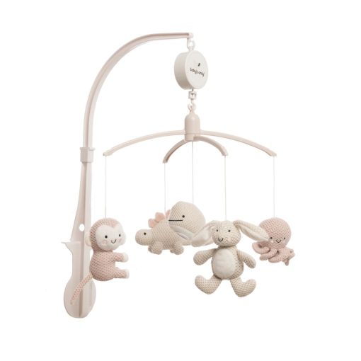 Mobiles bébé musical Animals vieux rose lin chaud – Image 2